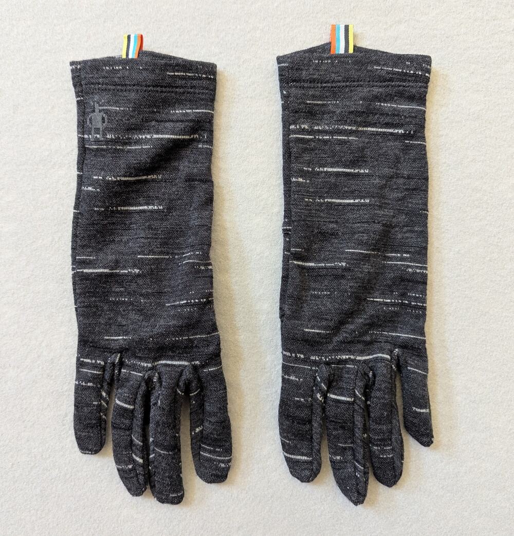 Smartwool Merino 250 Pattern Gloves Gray/Black Stripe Knit Size Large